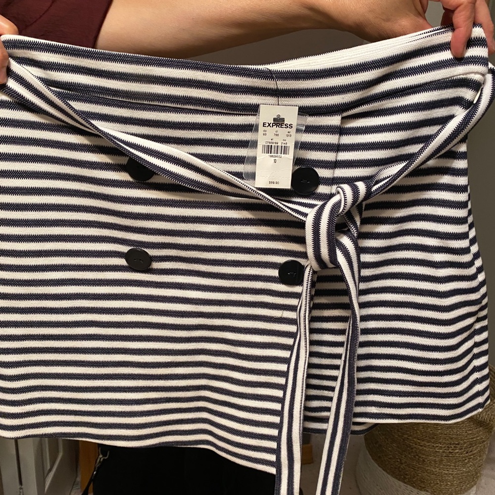 Express Navy and White Striped Skort